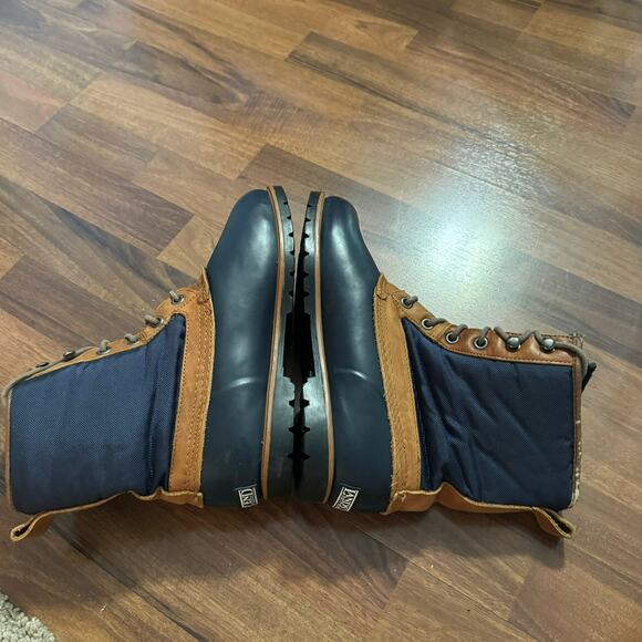 Vintage Lands' End Navy Blue & Brown Duck Boots Size 10 Rain Winter - Picture 7 of 10